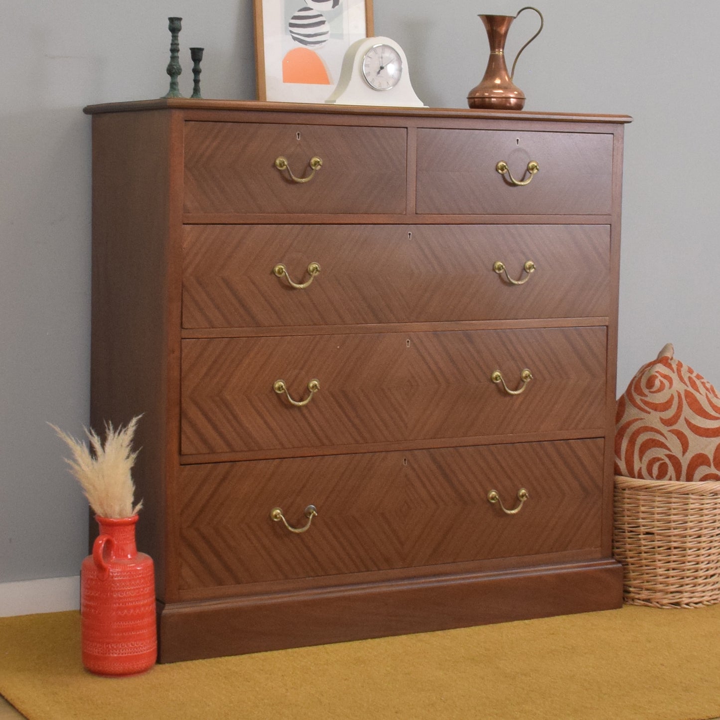 Large Refinished Mahogany Chest of Drawers