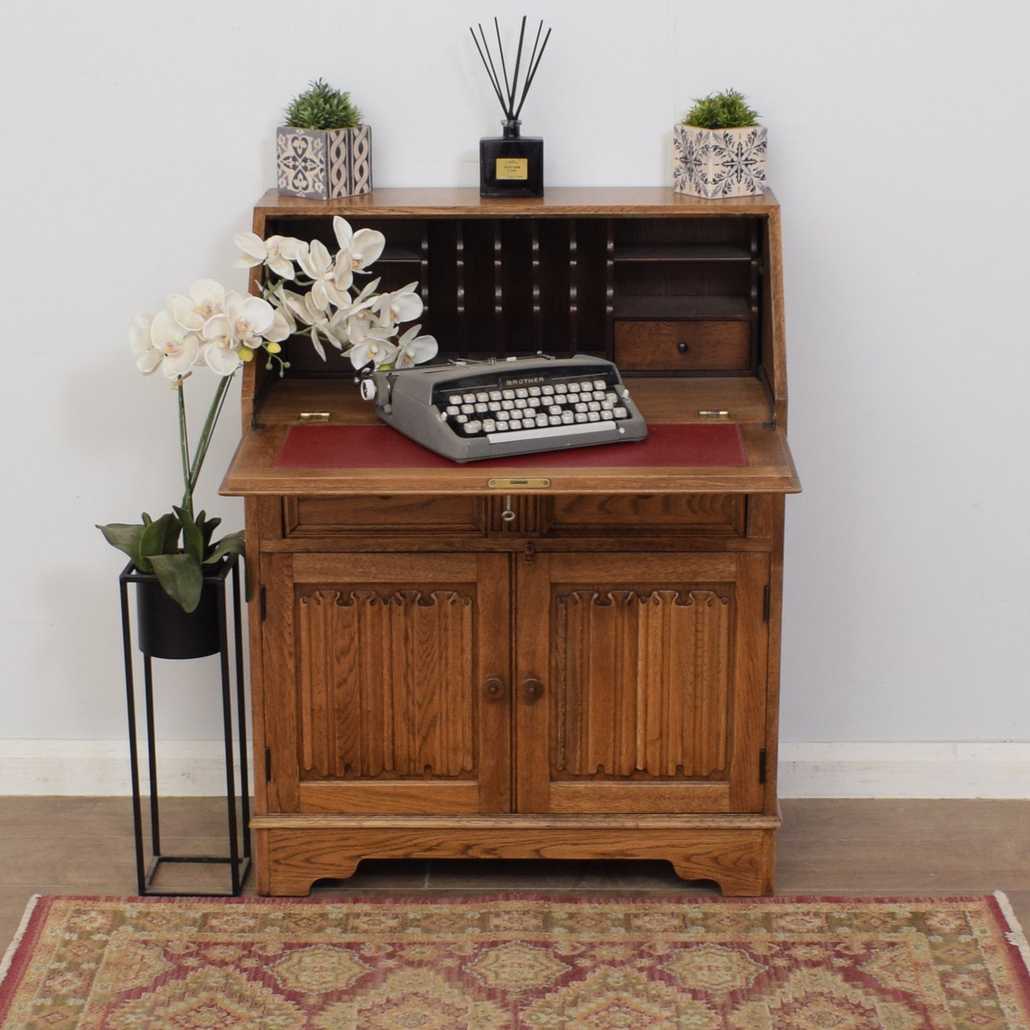 Restored Oak Linenfold Bureau