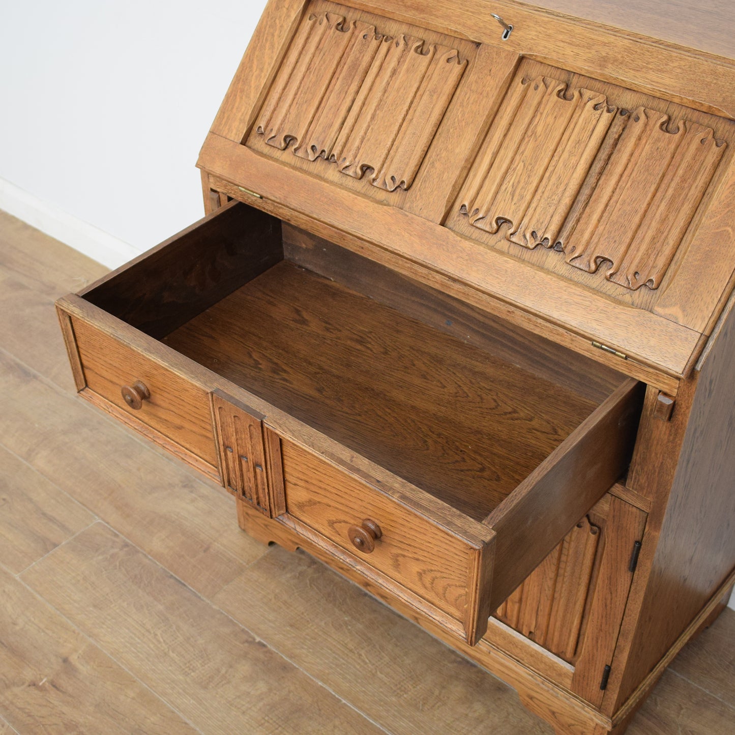 Restored Oak Linenfold Bureau