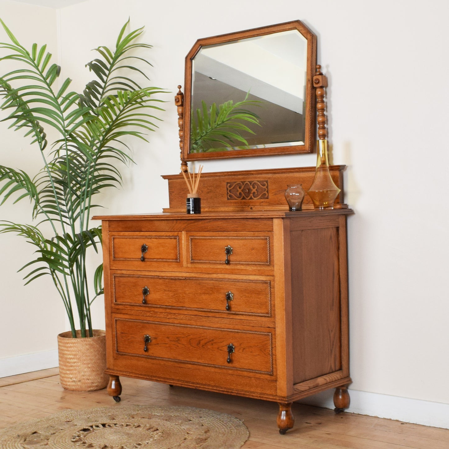 Carved Oak Dressing Table