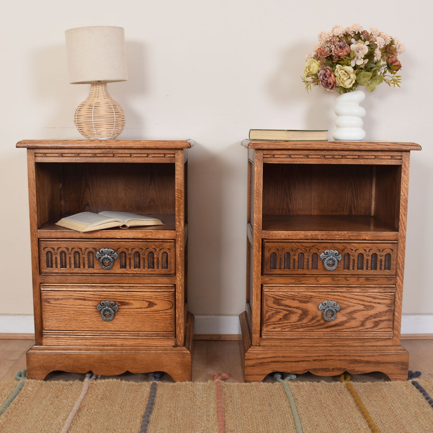 Restored Old Charm Oak Bedsides