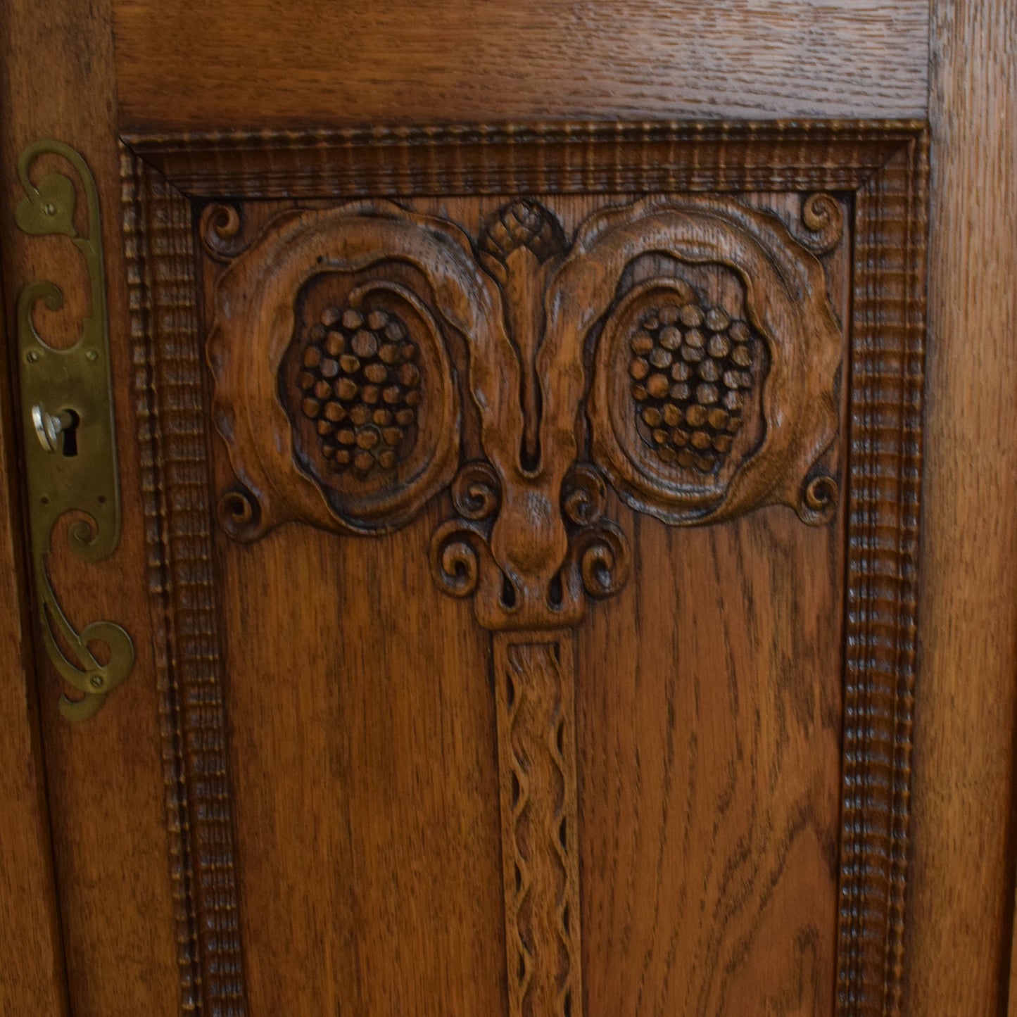 Large Solid Oak Carved Dresser