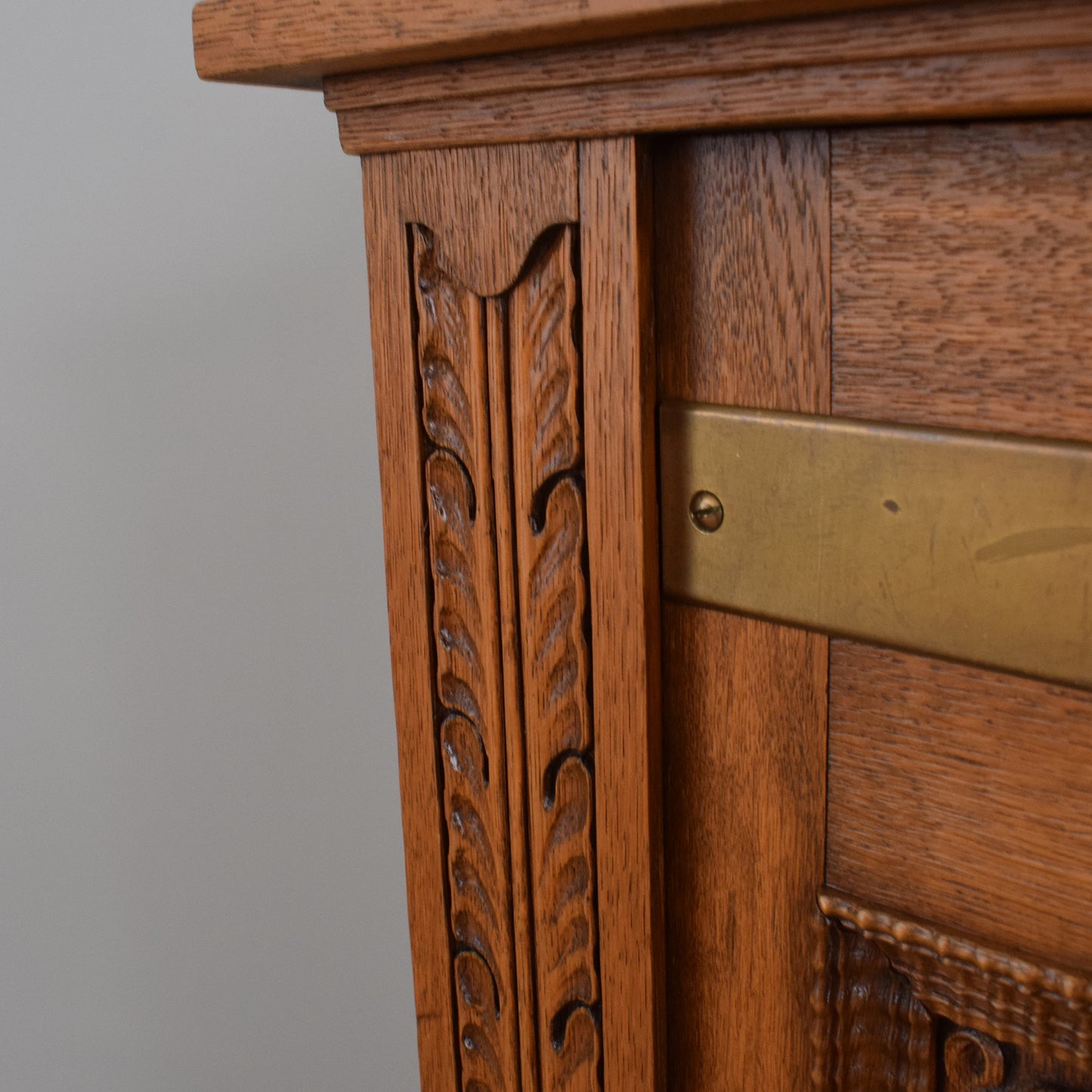Large Solid Oak Carved Dresser