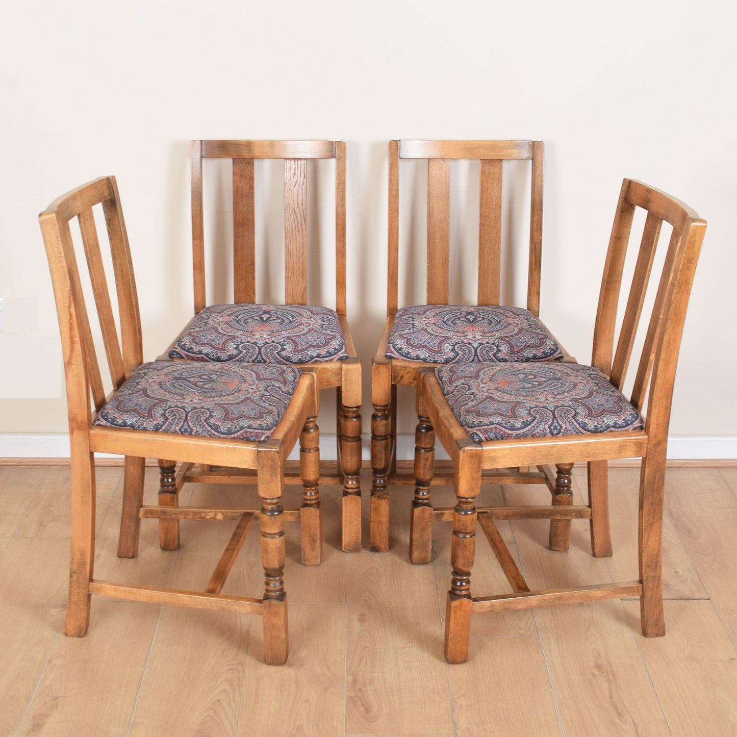 Oak Drop-Leaf Table with Four Chairs