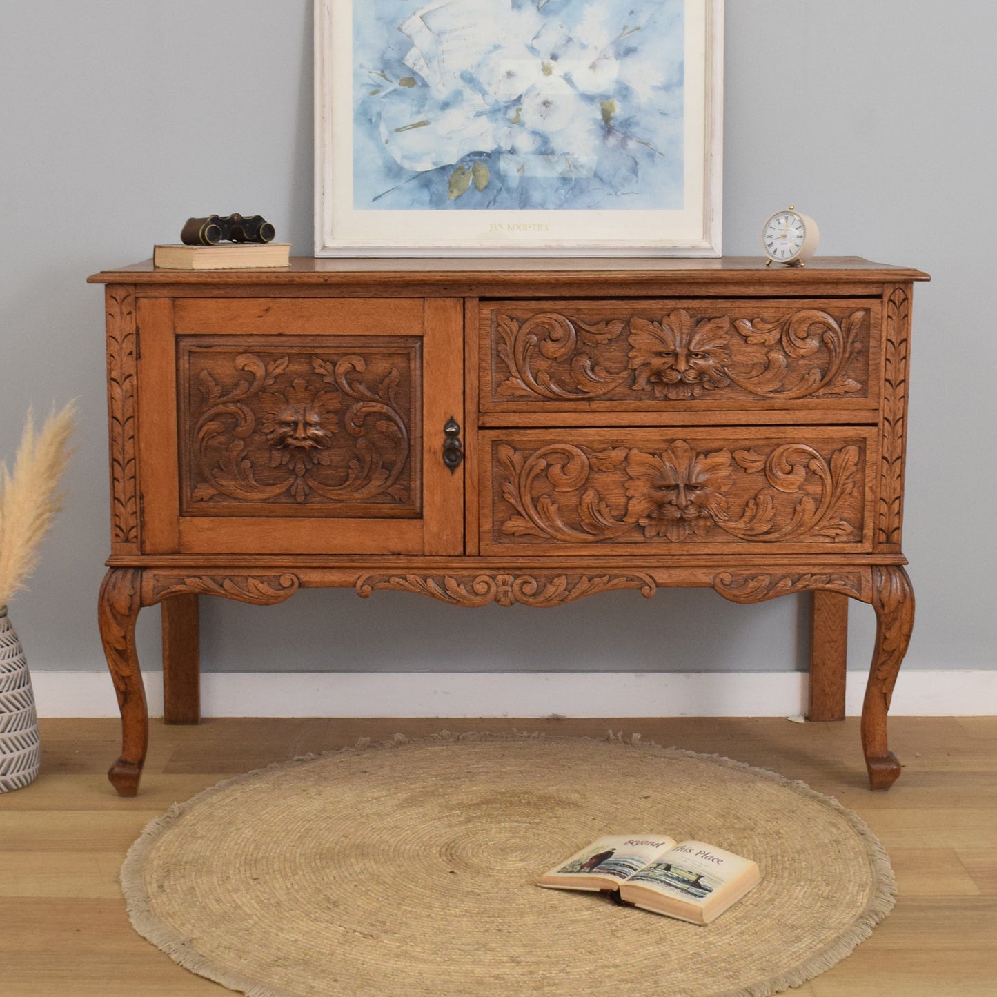 Carved Oak Green-Man Sideboard