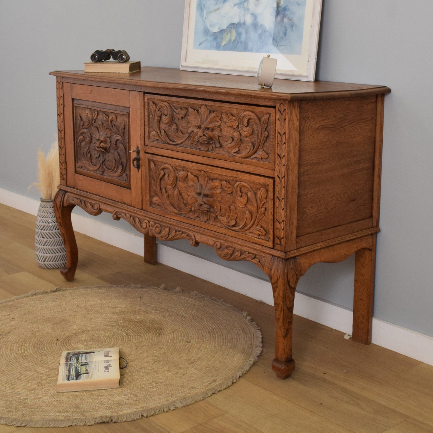 Carved Oak Green-Man Sideboard