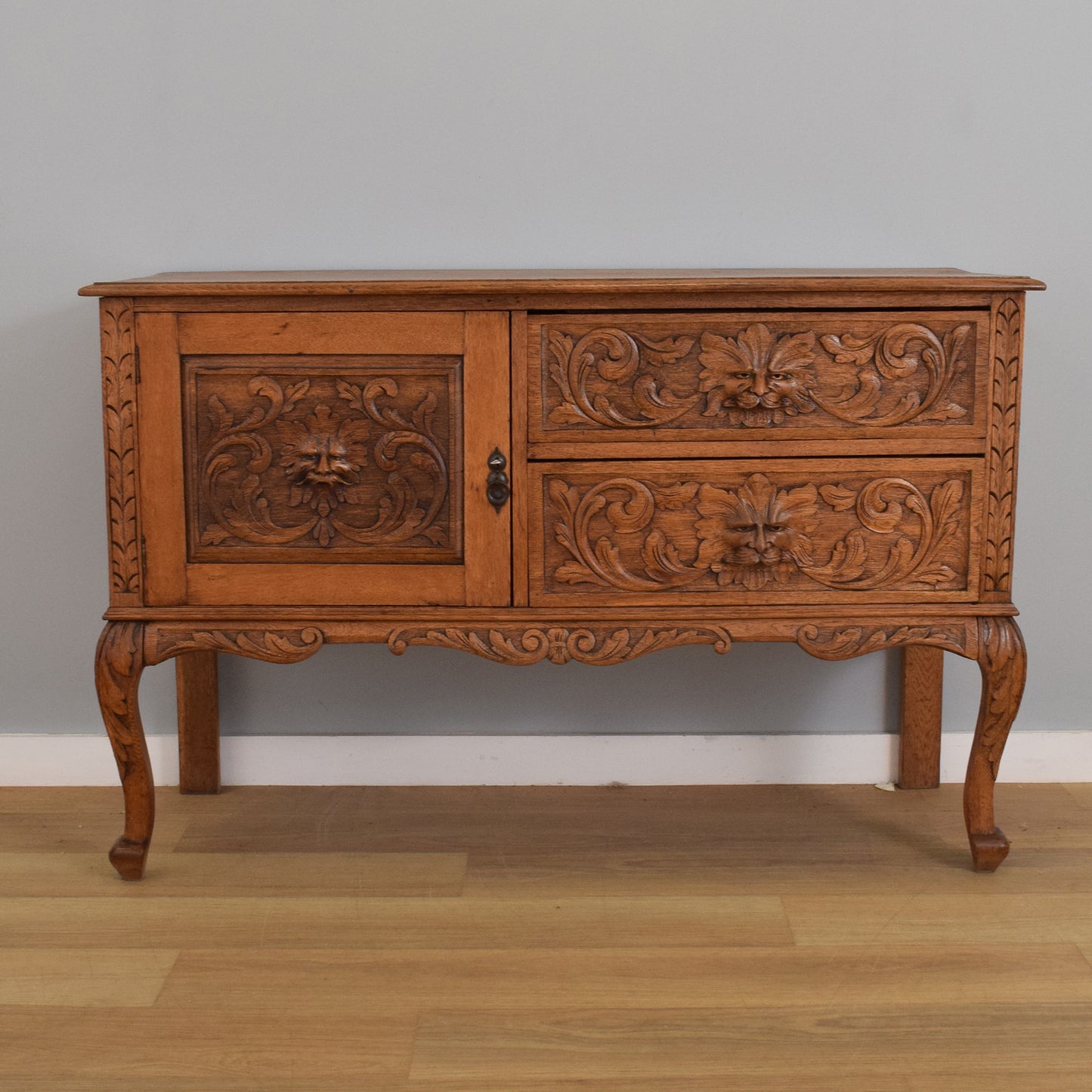 Carved Oak Green-Man Sideboard