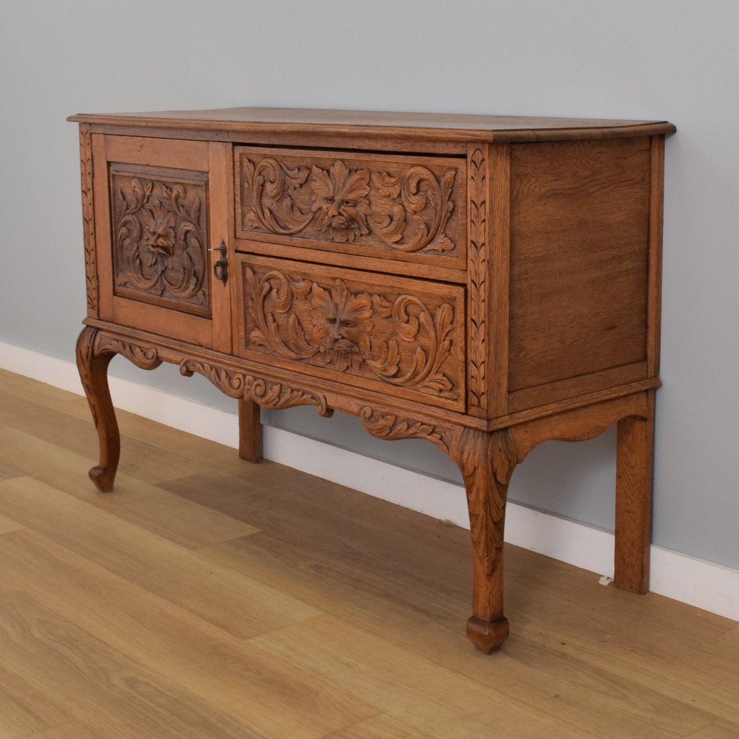 Carved Oak Green-Man Sideboard