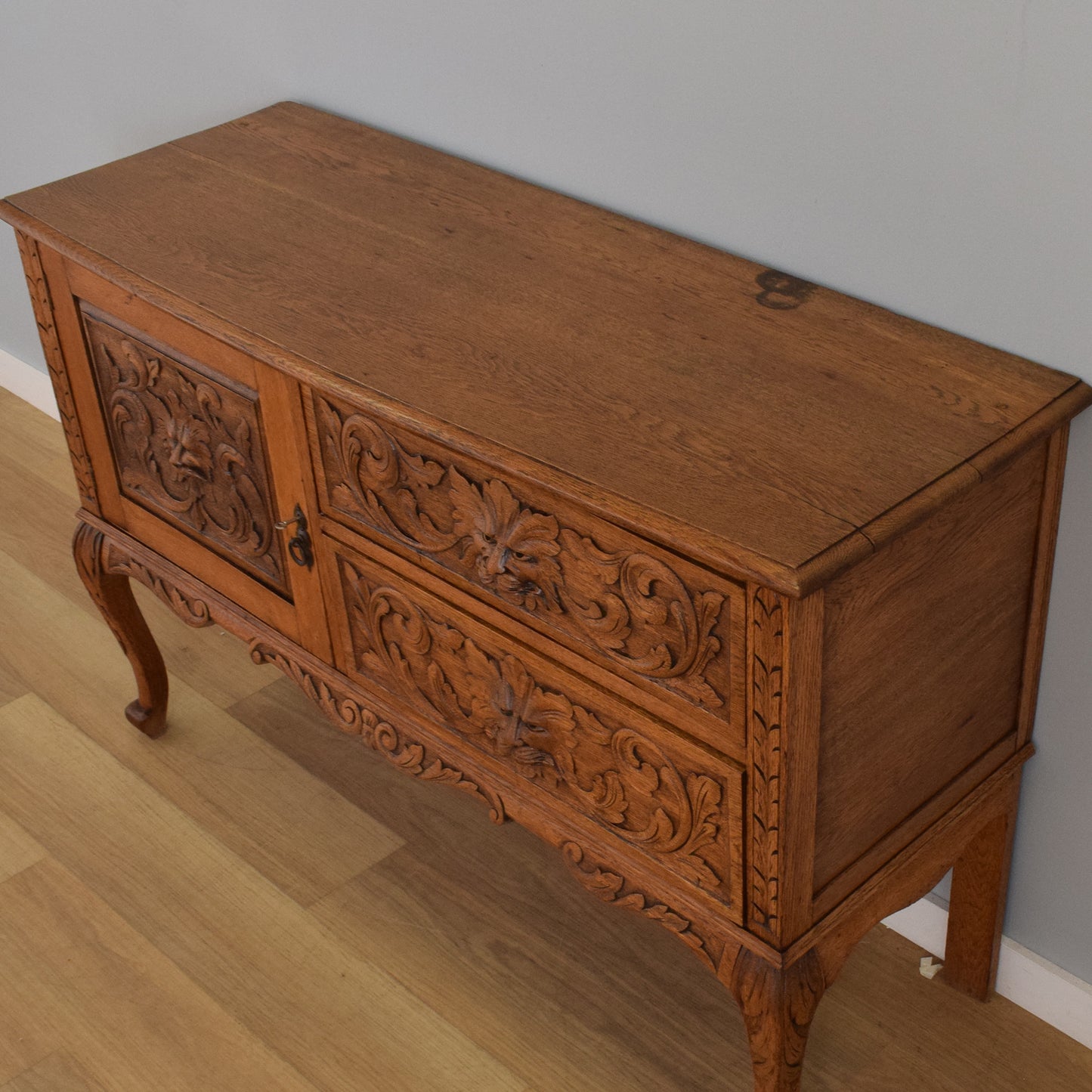 Carved Oak Green-Man Sideboard