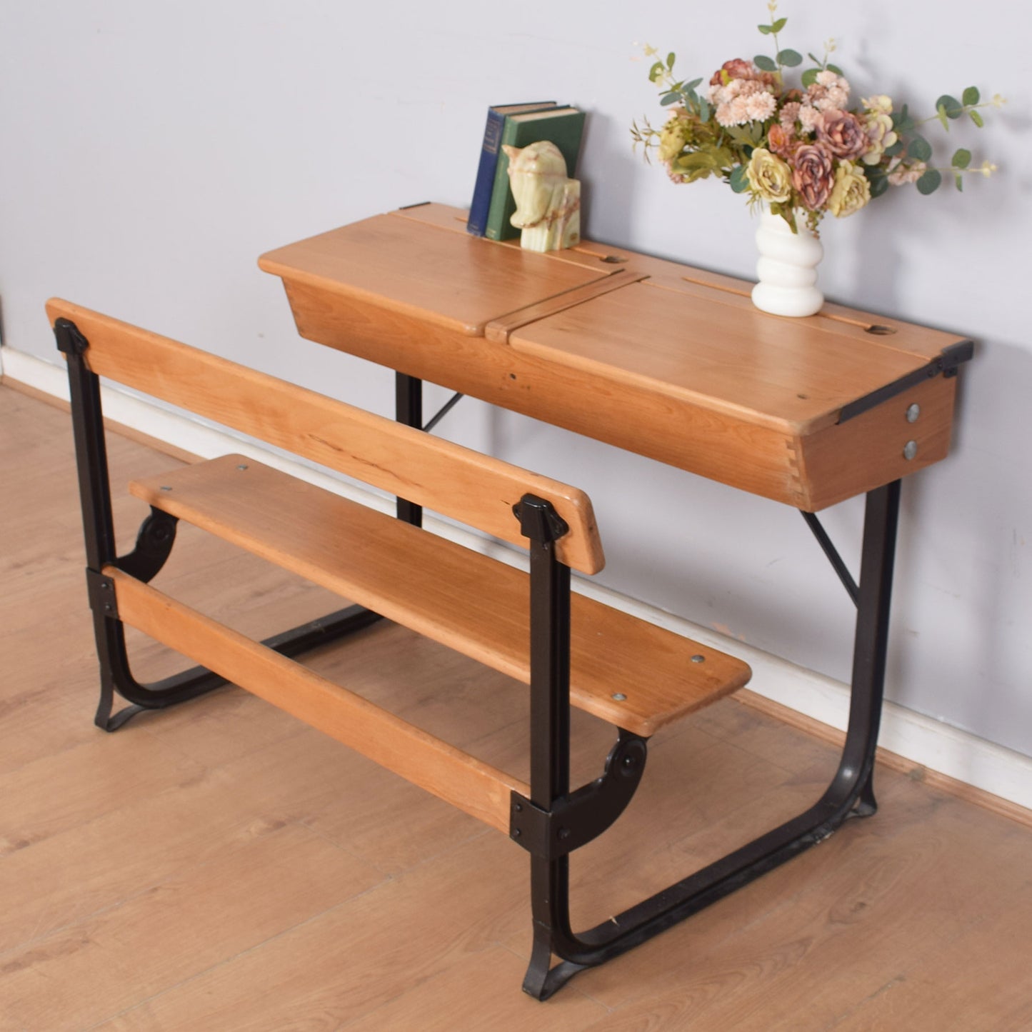 Vintage Double School Desks with Bench Seat