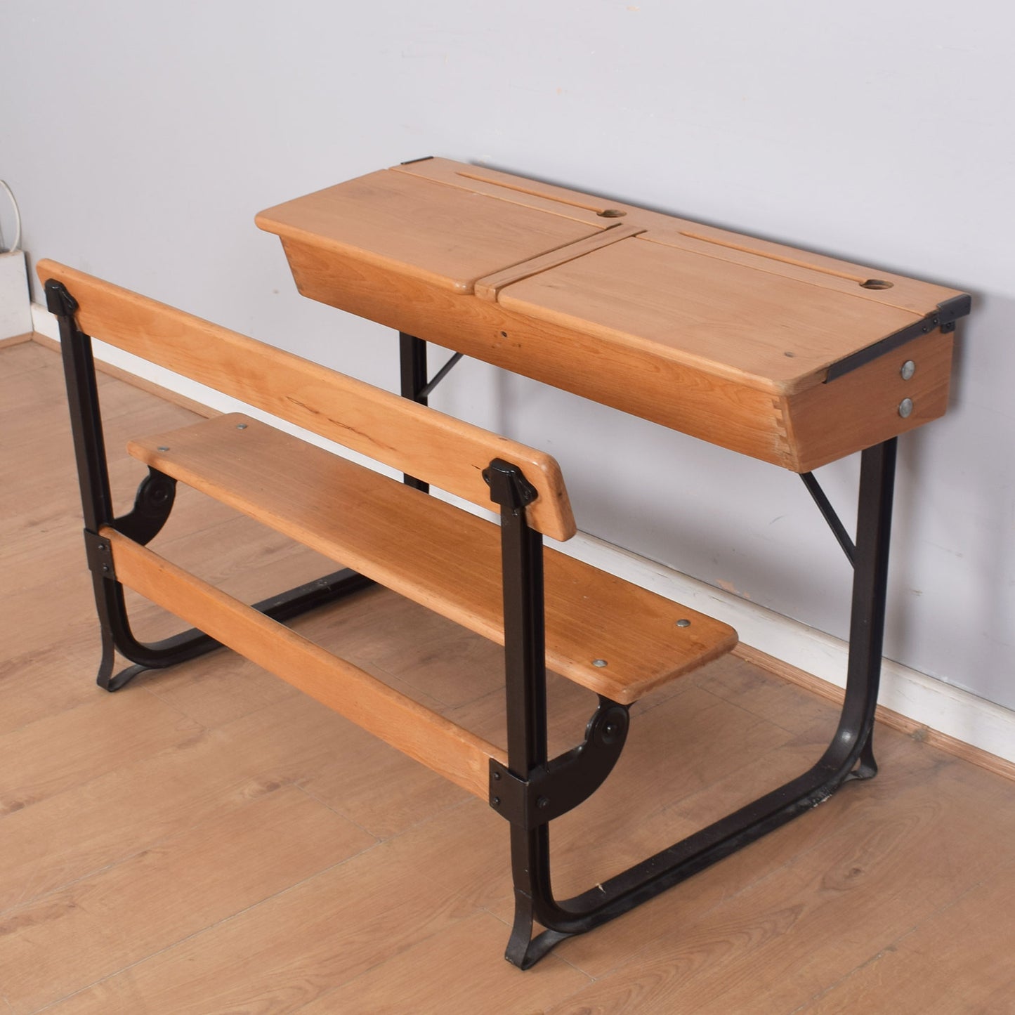 Vintage Double School Desks with Bench Seat