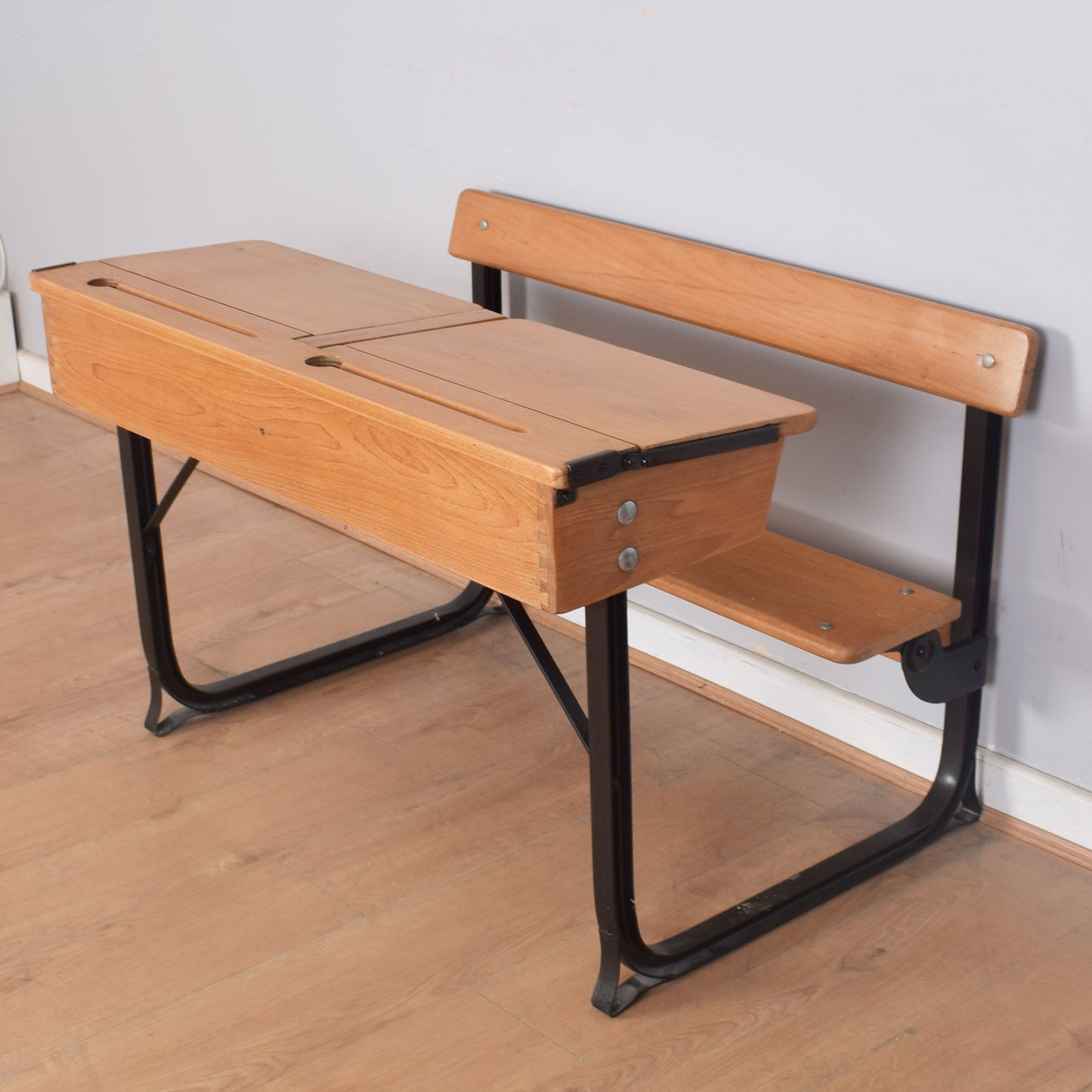 Vintage Double School Desks with Bench Seat