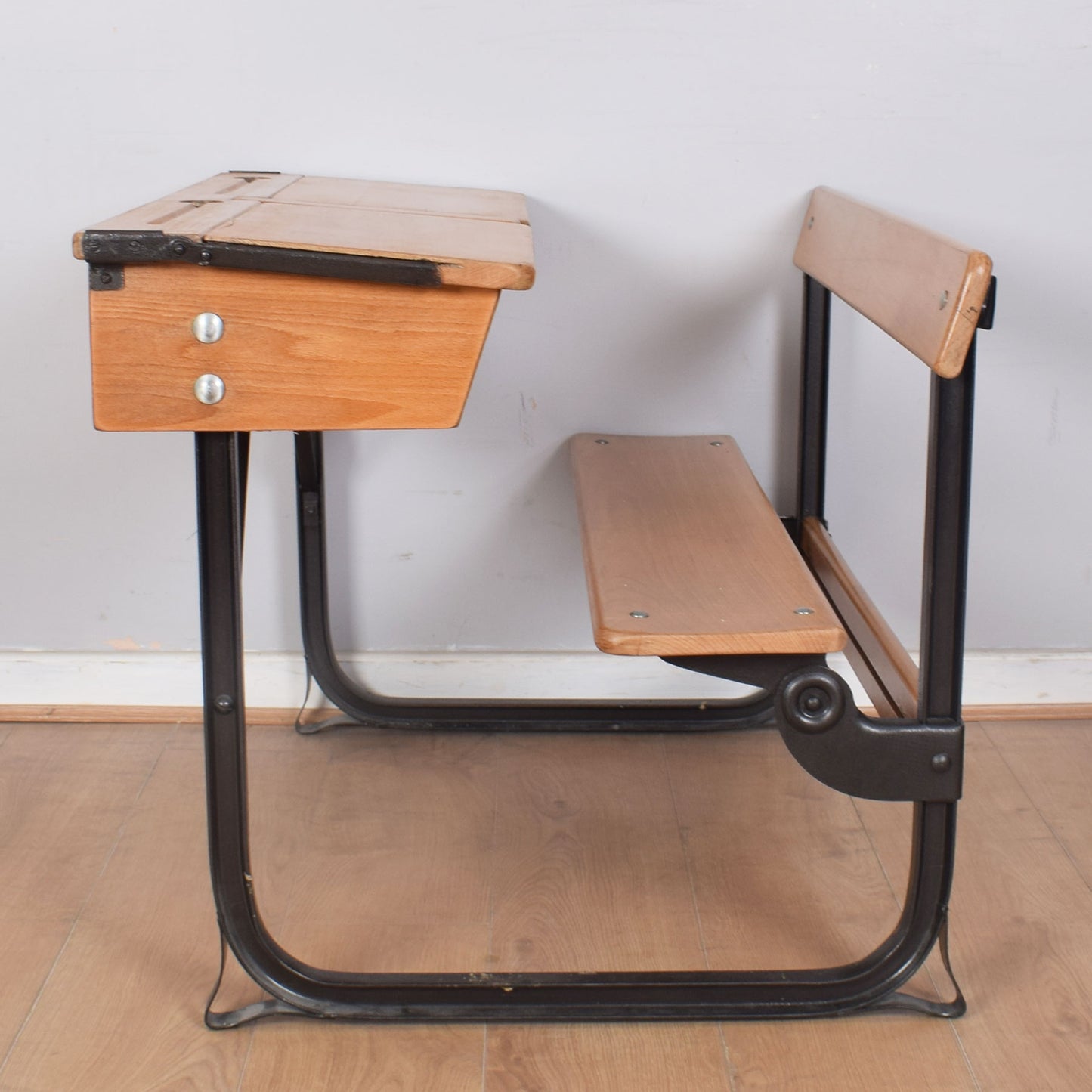 Vintage Double School Desks with Bench Seat