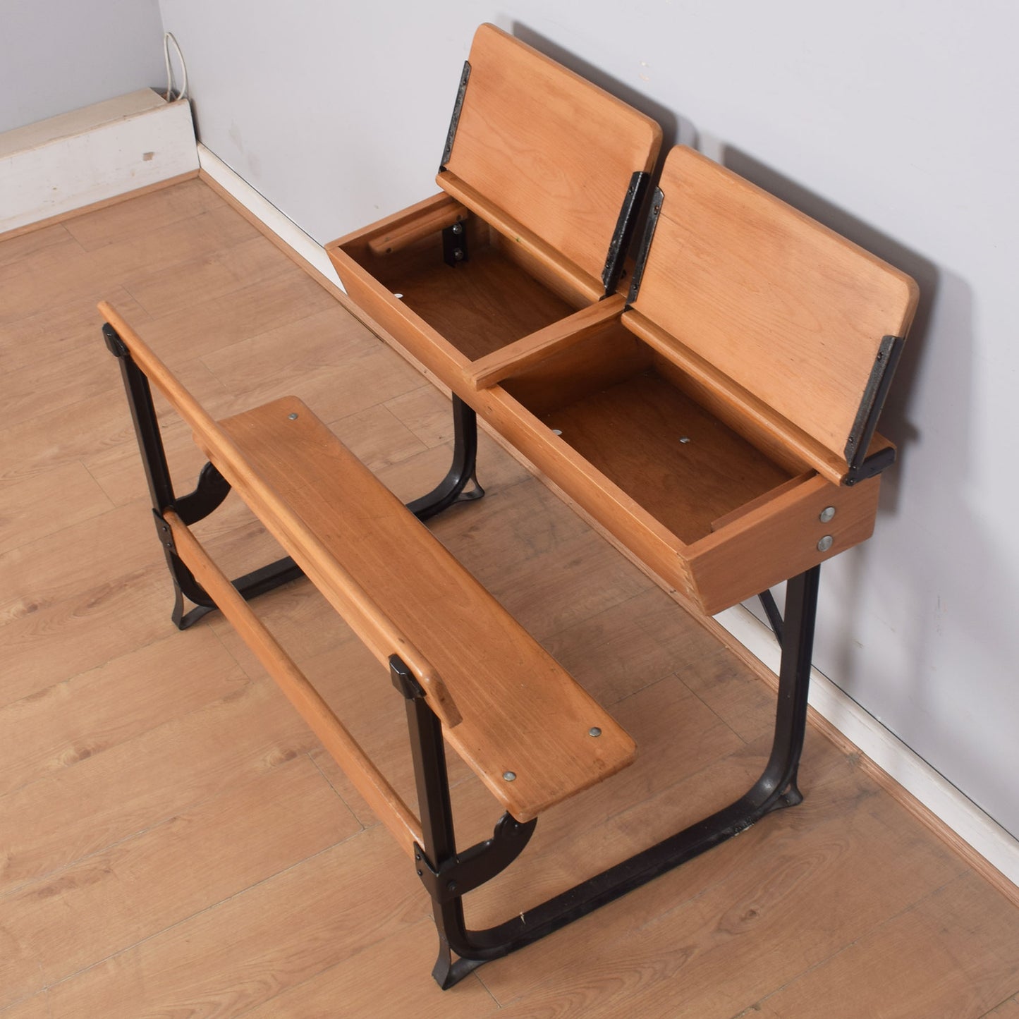 Vintage Double School Desks with Bench Seat