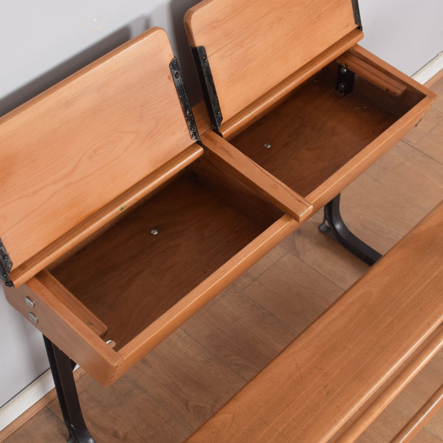 Vintage Double School Desks with Bench Seat