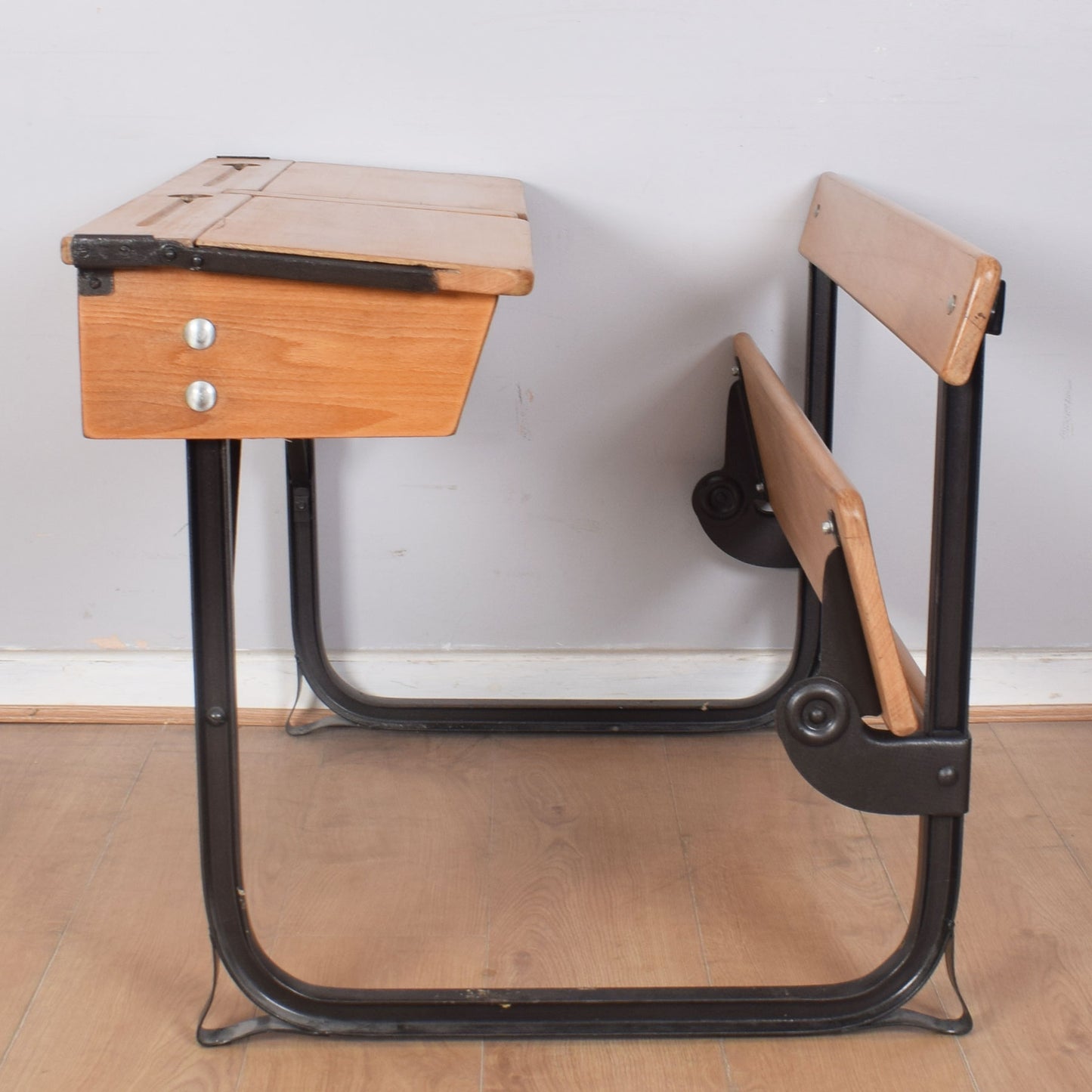 Vintage Double School Desks with Bench Seat