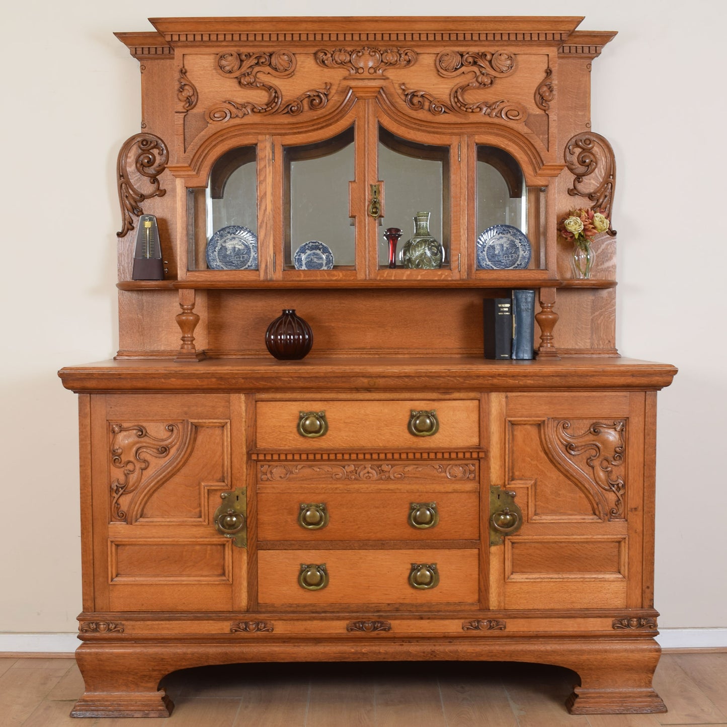 Carved Solid Oak Dresser