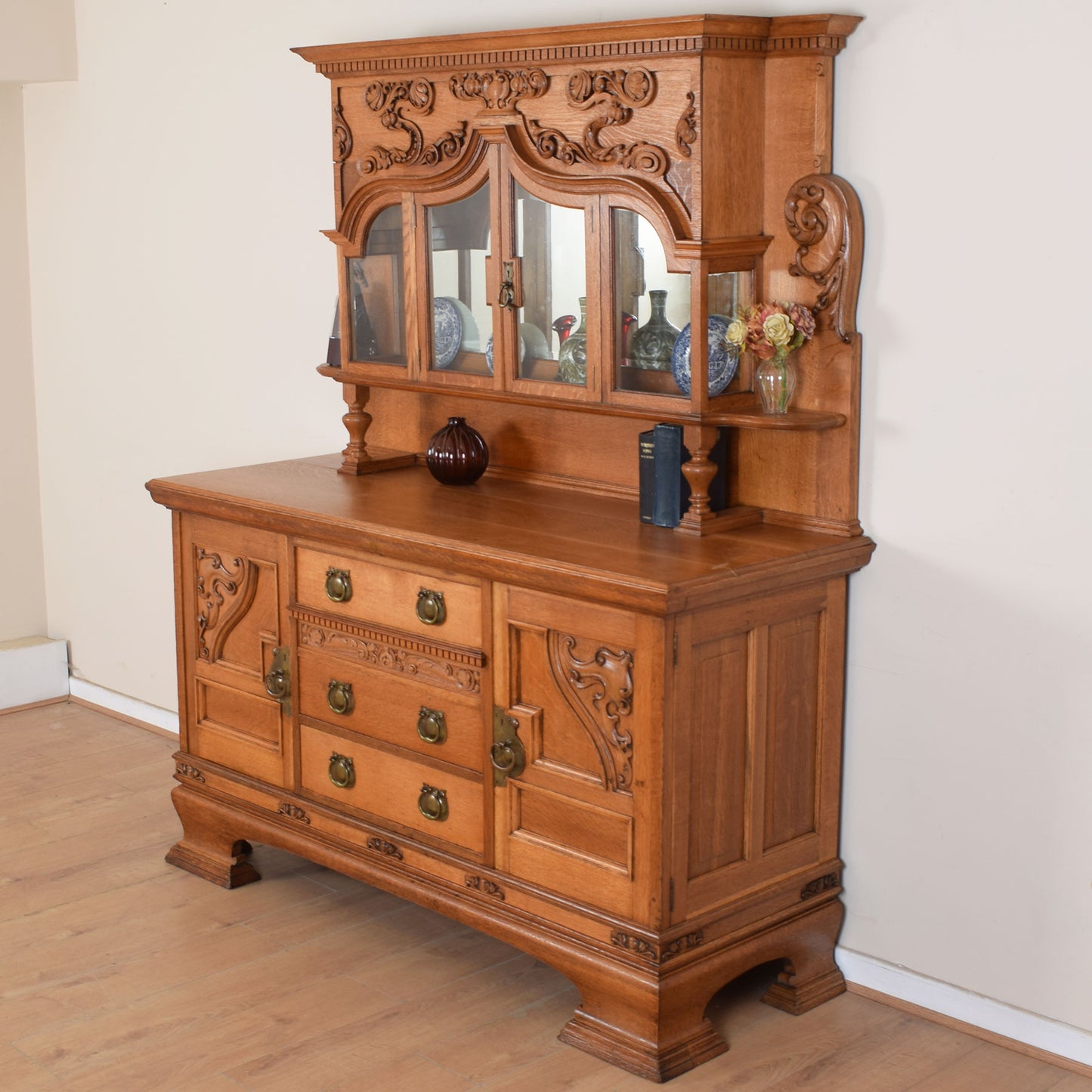 Carved Solid Oak Dresser