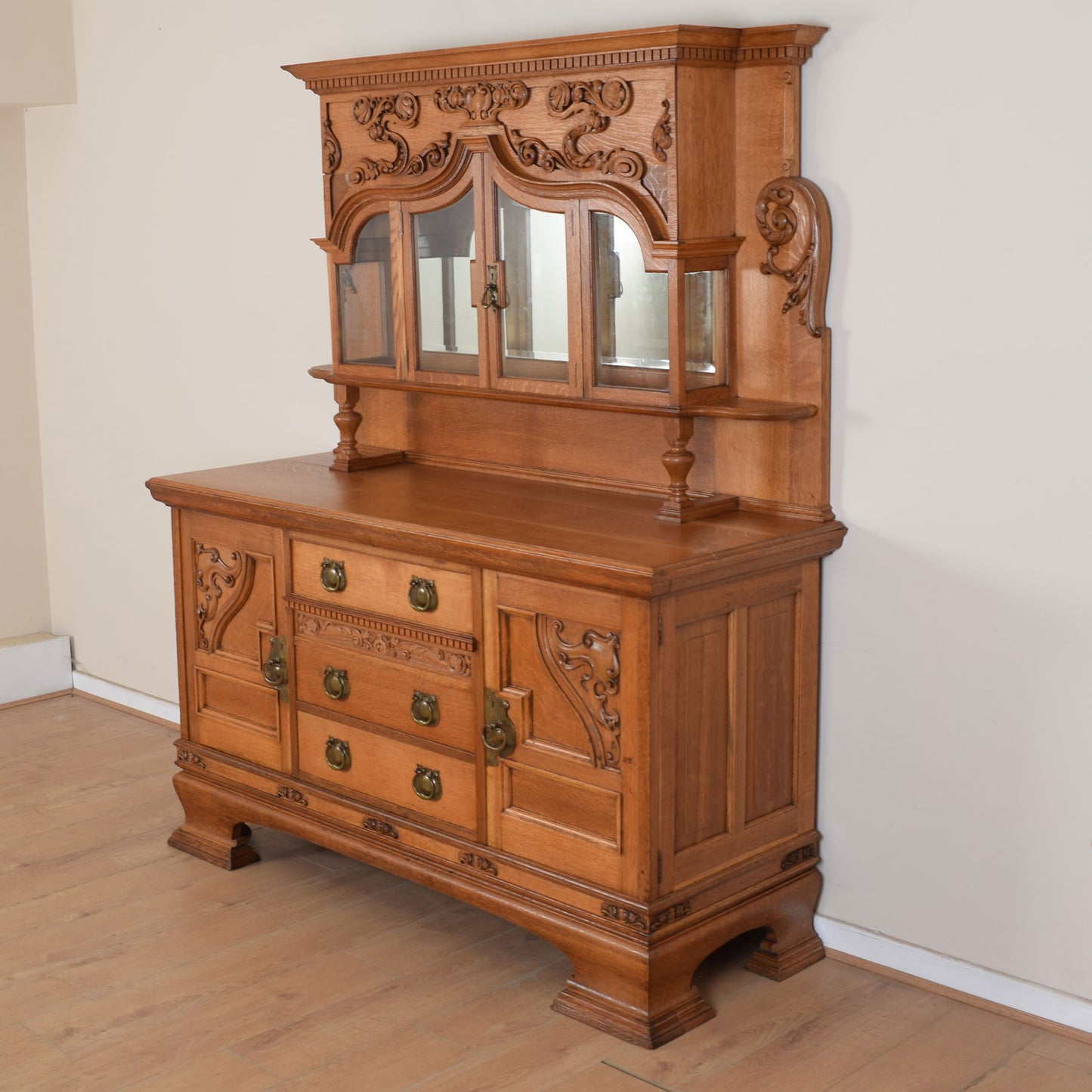 Carved Solid Oak Dresser