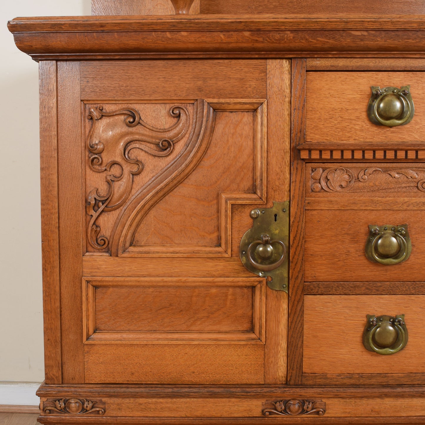 Carved Solid Oak Dresser