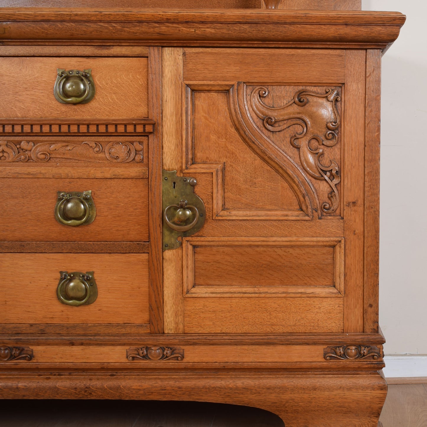 Carved Solid Oak Dresser