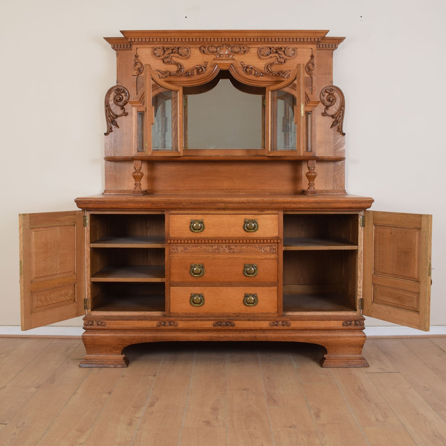 Carved Solid Oak Dresser