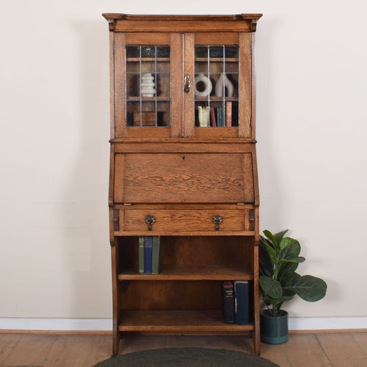 Oak Glazed Student Bureau Bookcase
