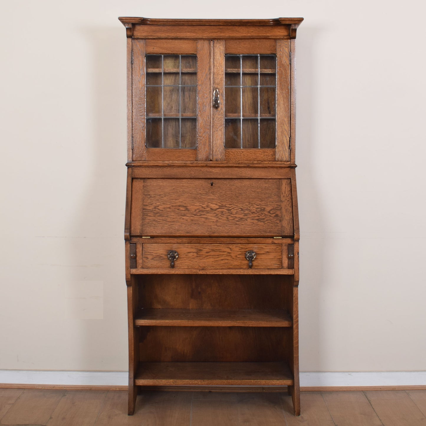 Oak Glazed Student Bureau Bookcase