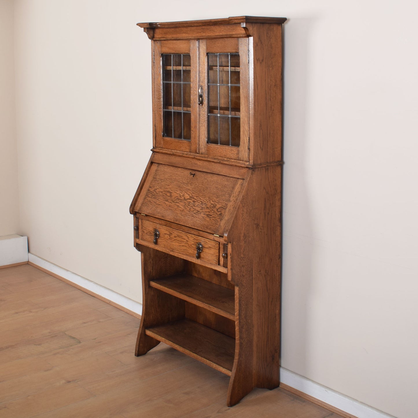 Oak Glazed Student Bureau Bookcase