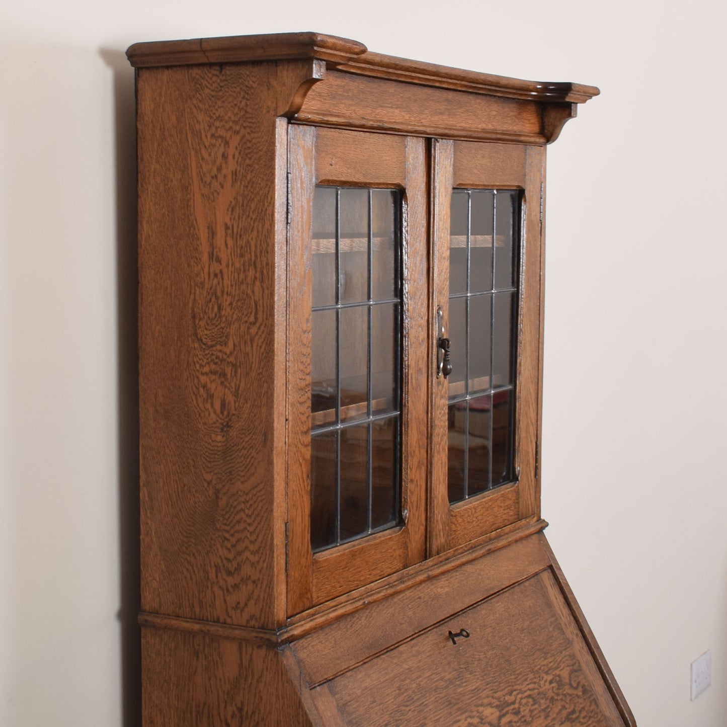 Oak Glazed Student Bureau Bookcase