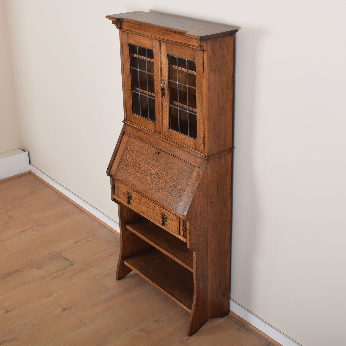 Oak Glazed Student Bureau Bookcase