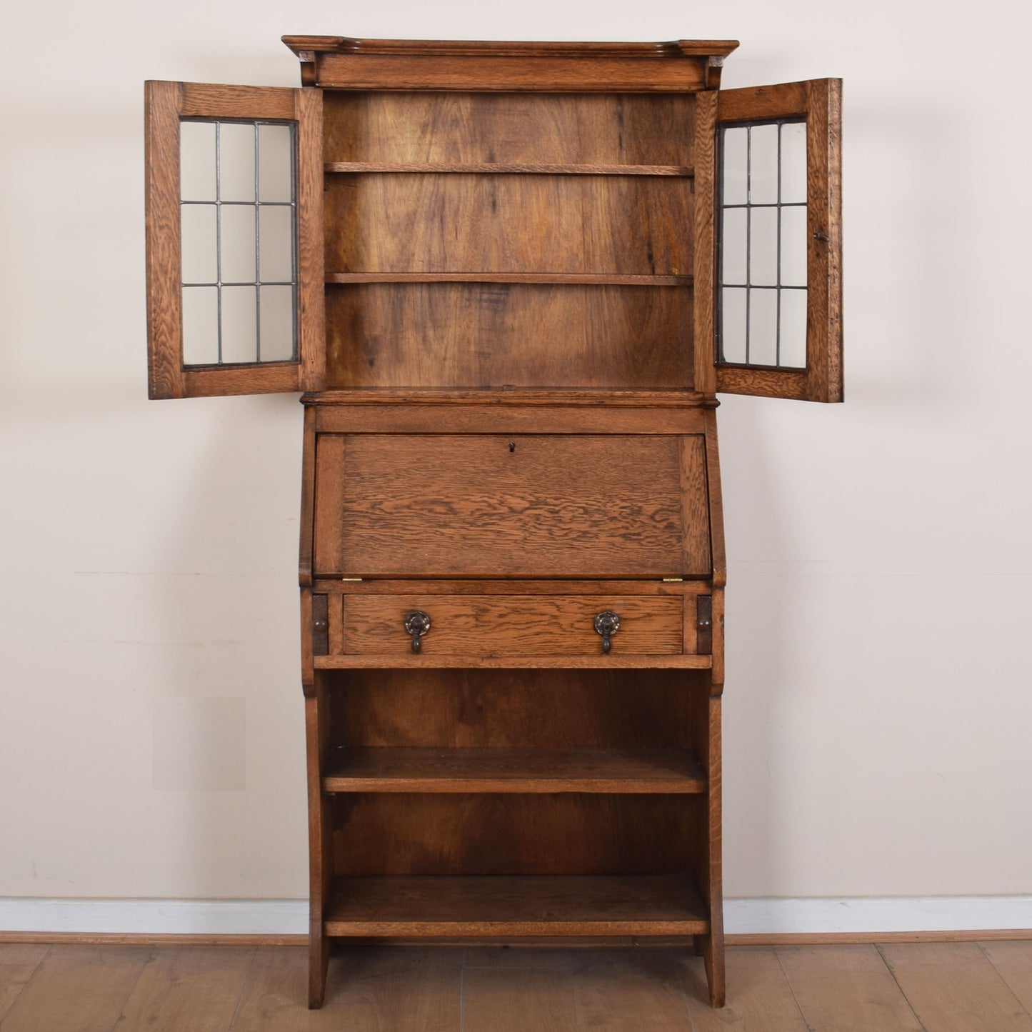 Oak Glazed Student Bureau Bookcase