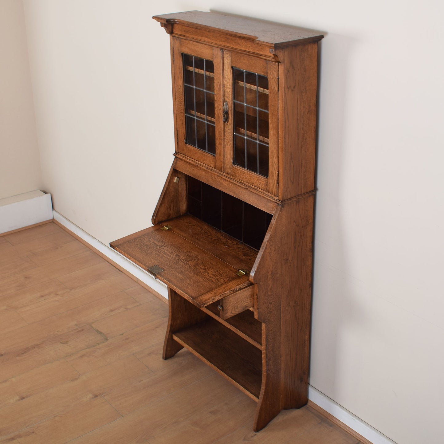 Oak Glazed Student Bureau Bookcase