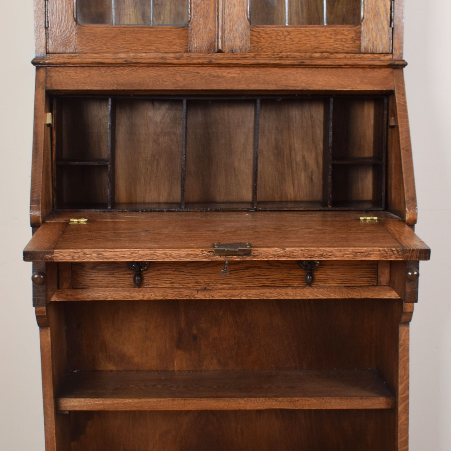 Oak Glazed Student Bureau Bookcase