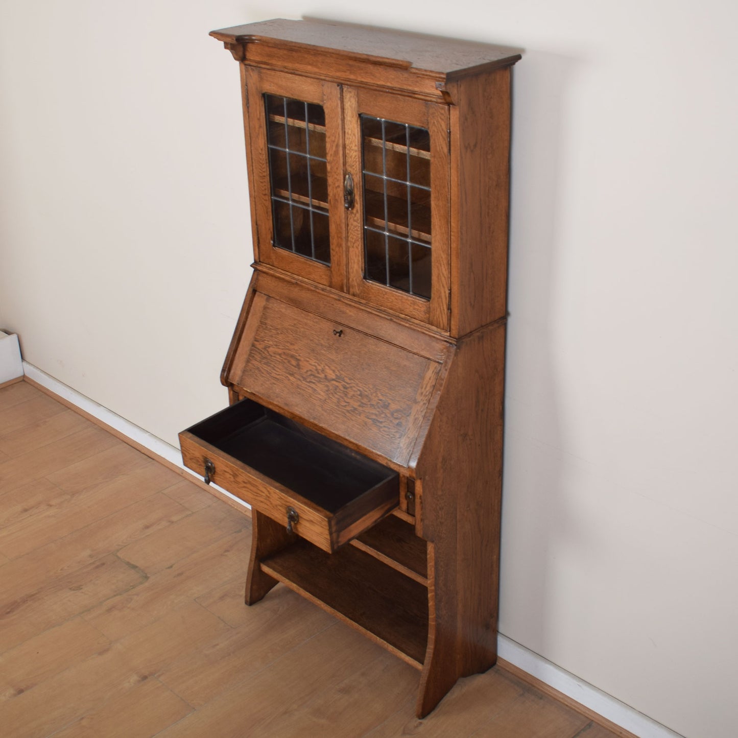 Oak Glazed Student Bureau Bookcase