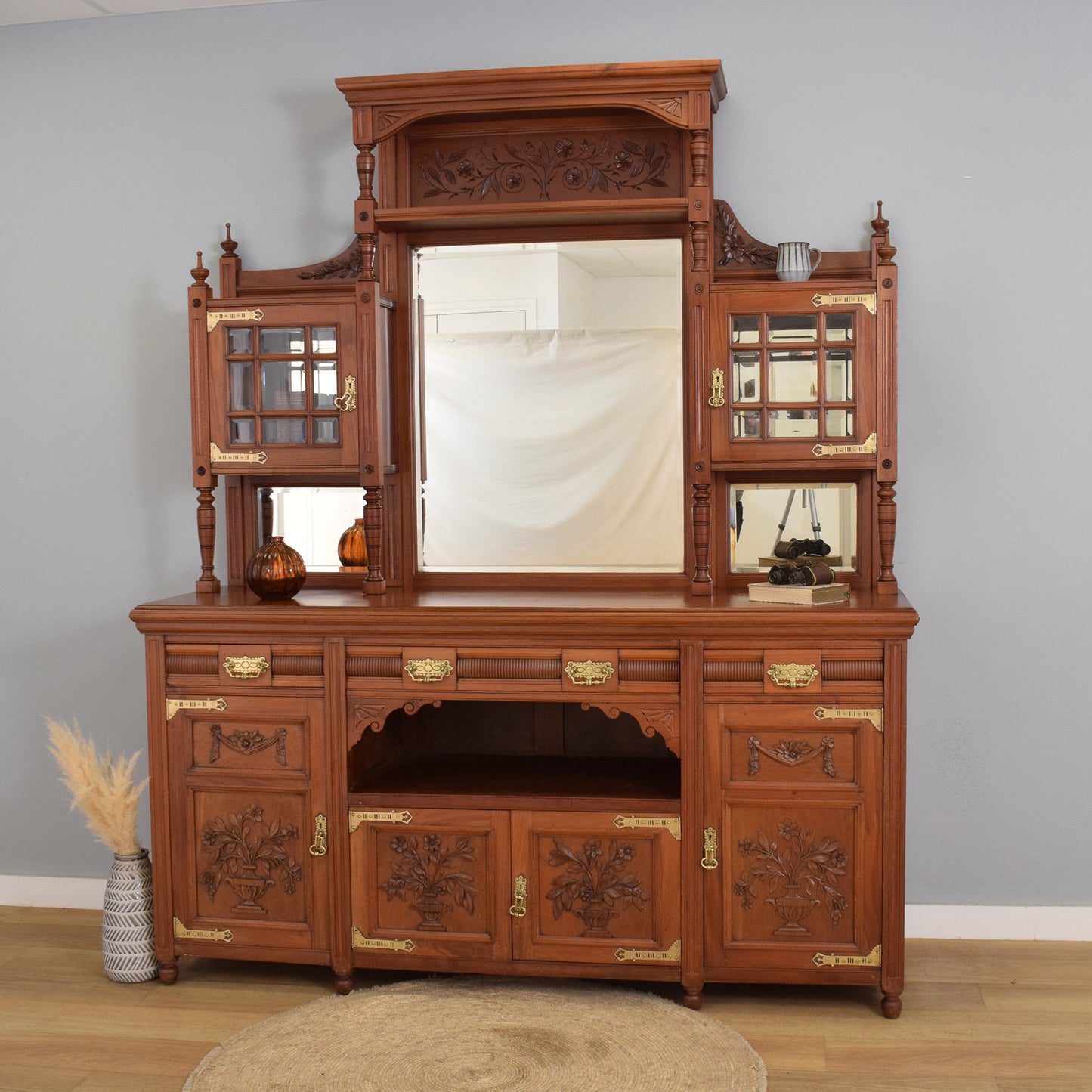 Large Mahogany Mirrored Sideboard