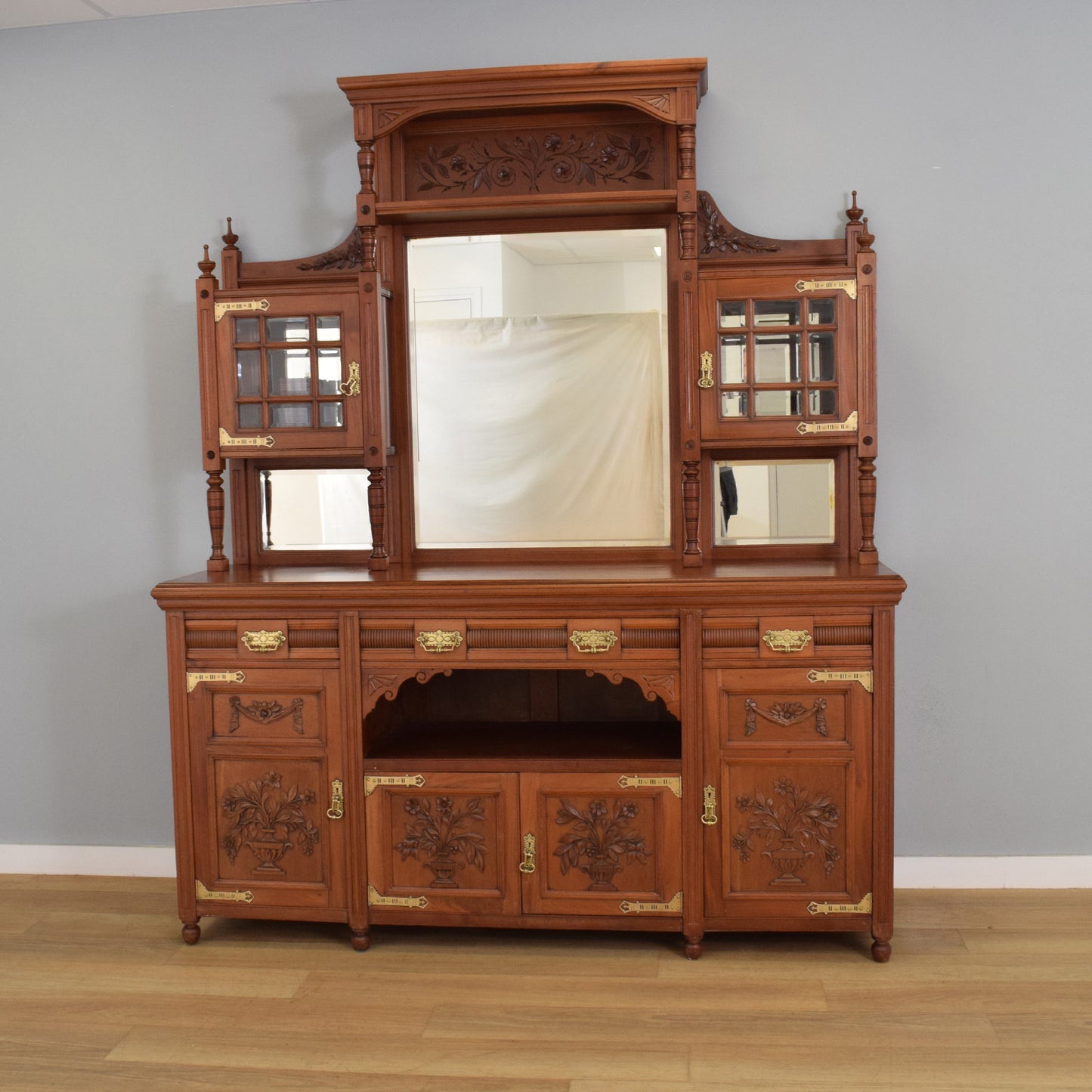 Large Mahogany Mirrored Sideboard