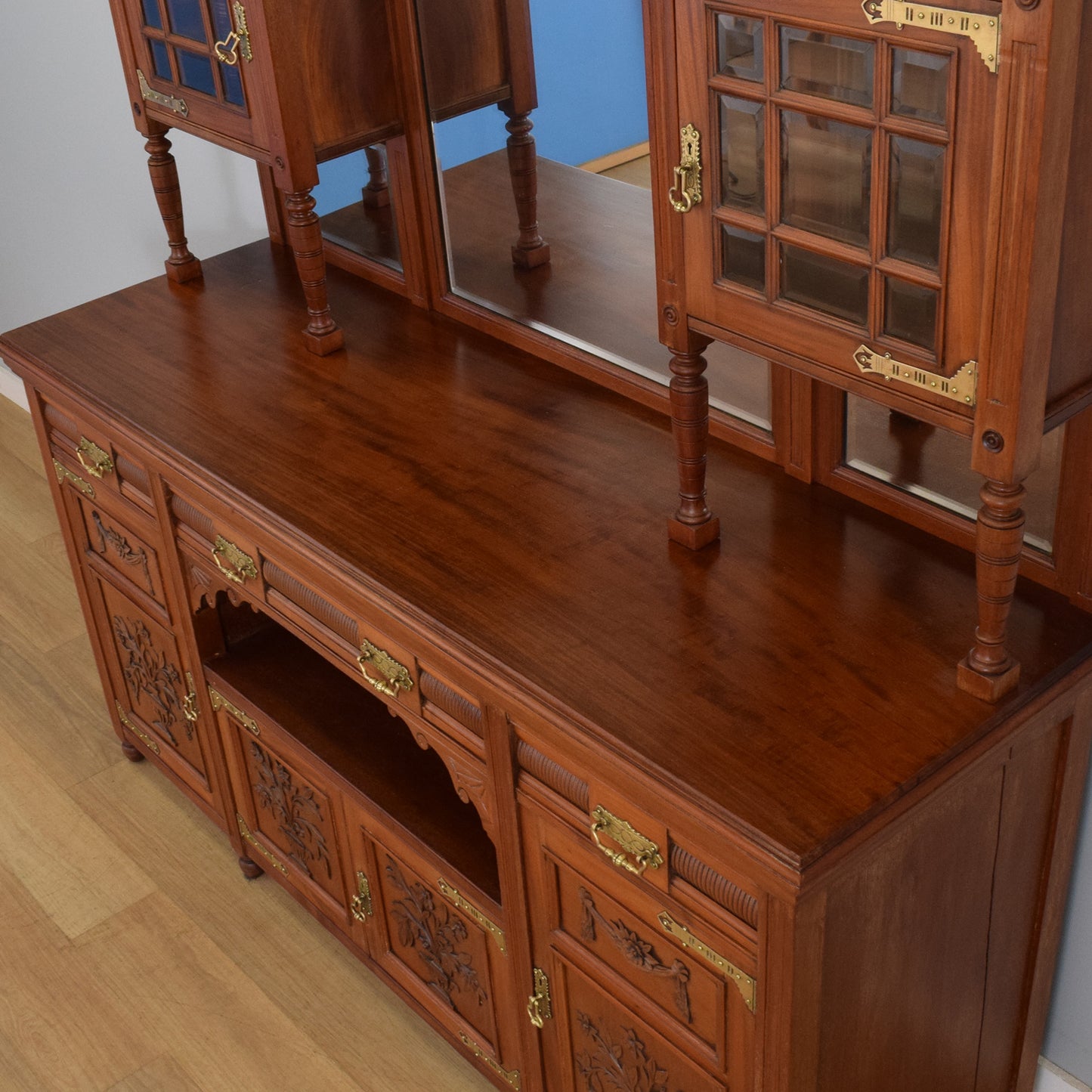 Large Mahogany Mirrored Sideboard