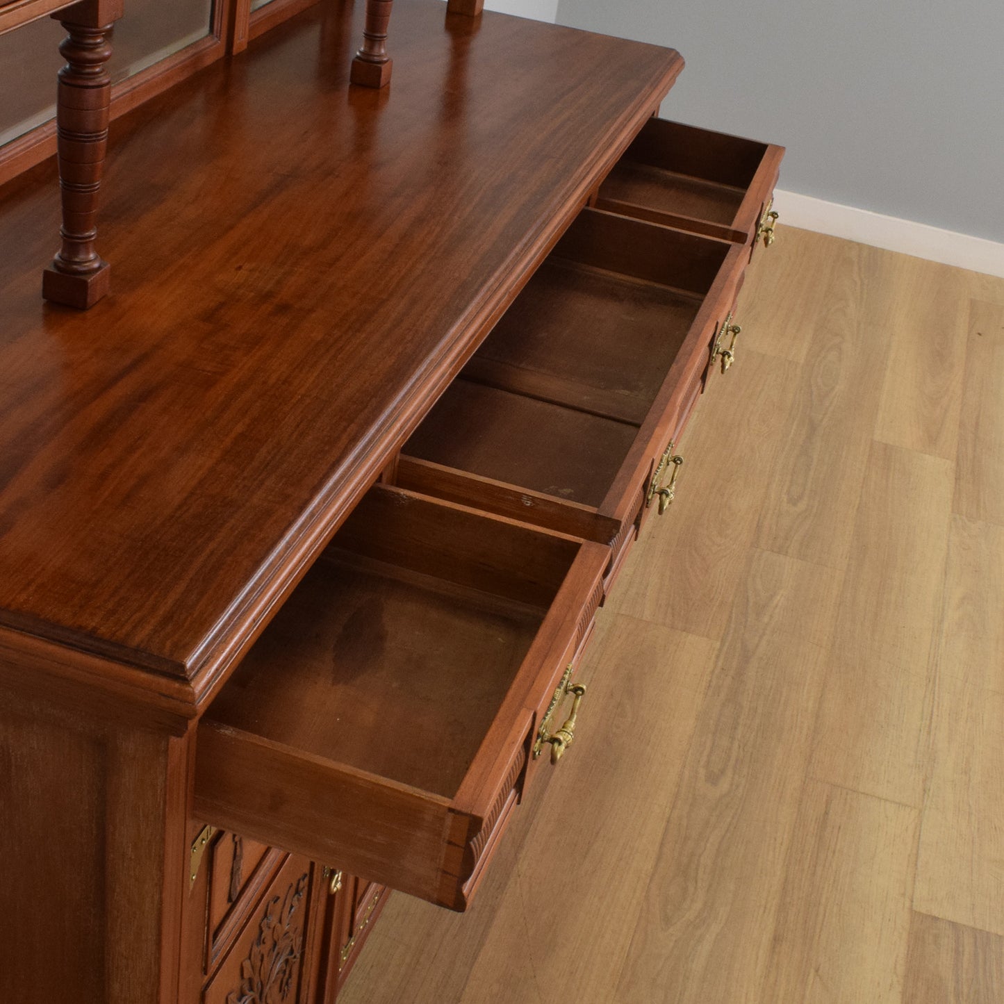 Large Mahogany Mirrored Sideboard