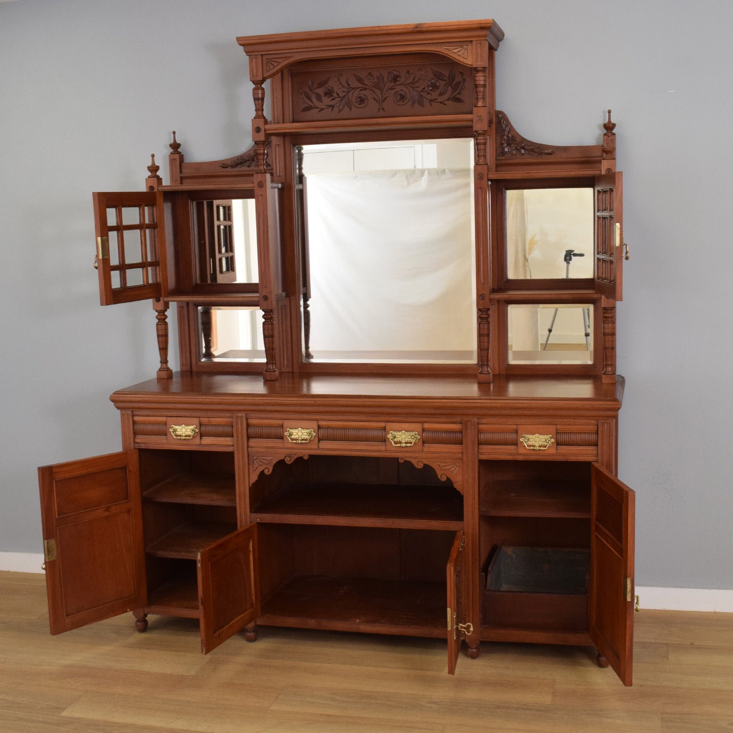 Large Mahogany Mirrored Sideboard