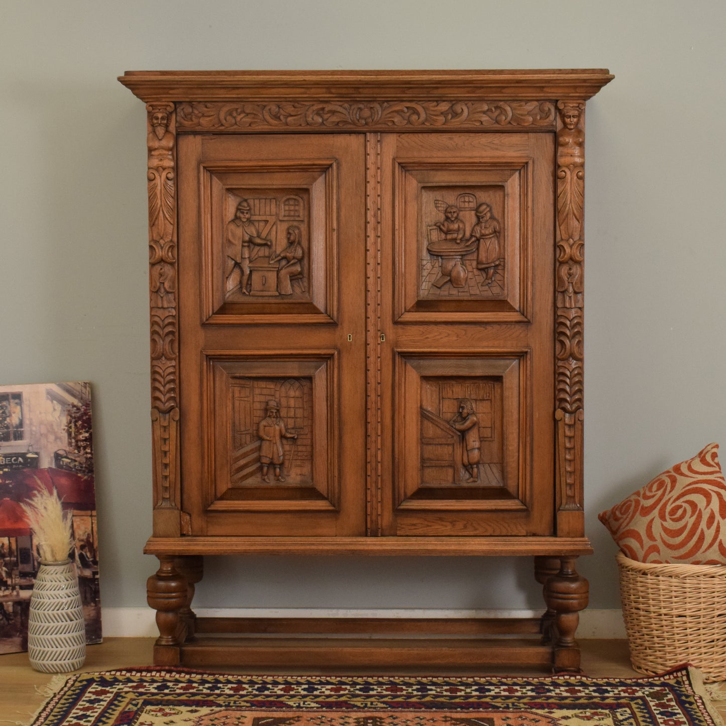 Oak Carved Cupboard