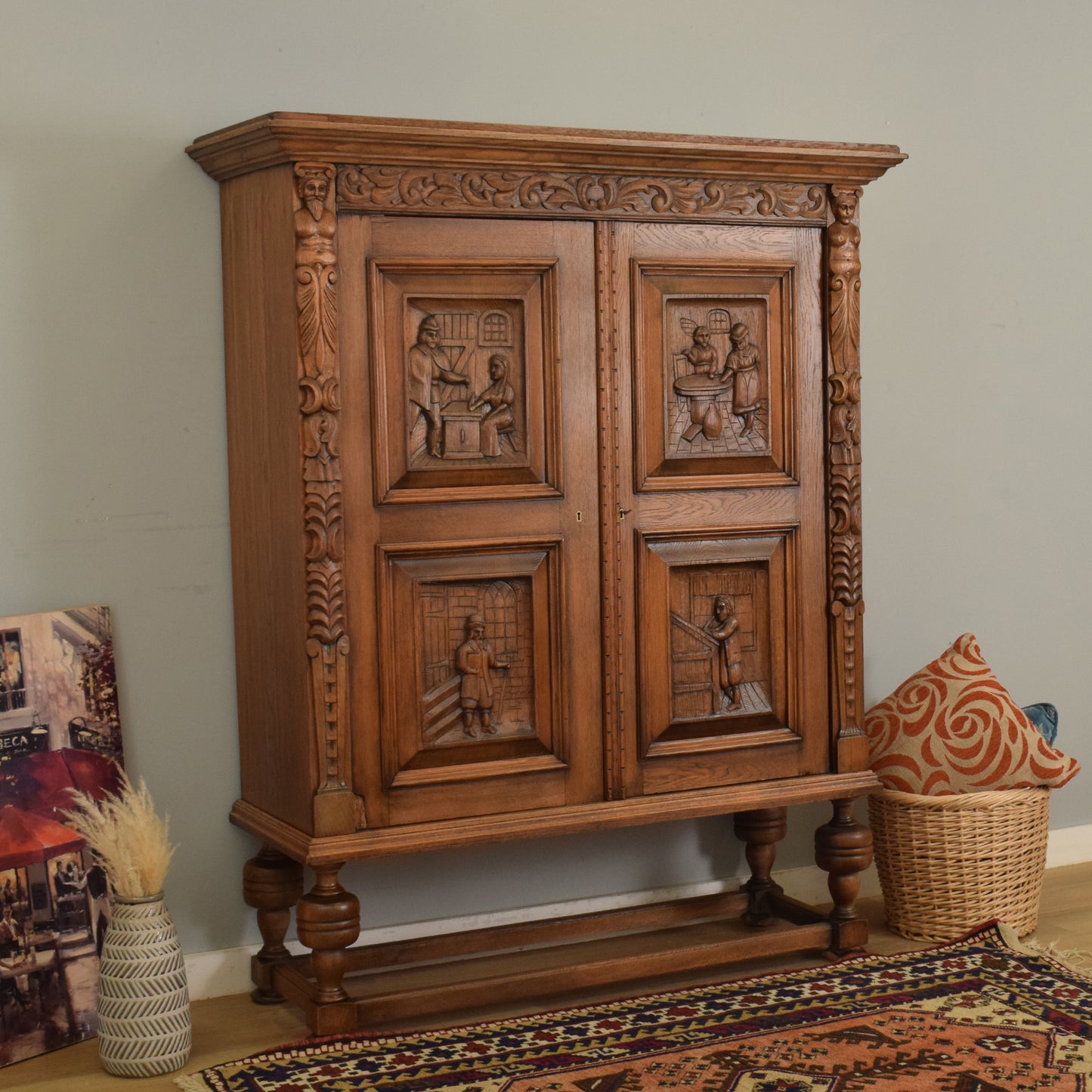 Oak Carved Cupboard