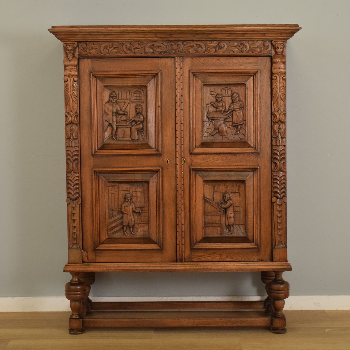 Oak Carved Cupboard