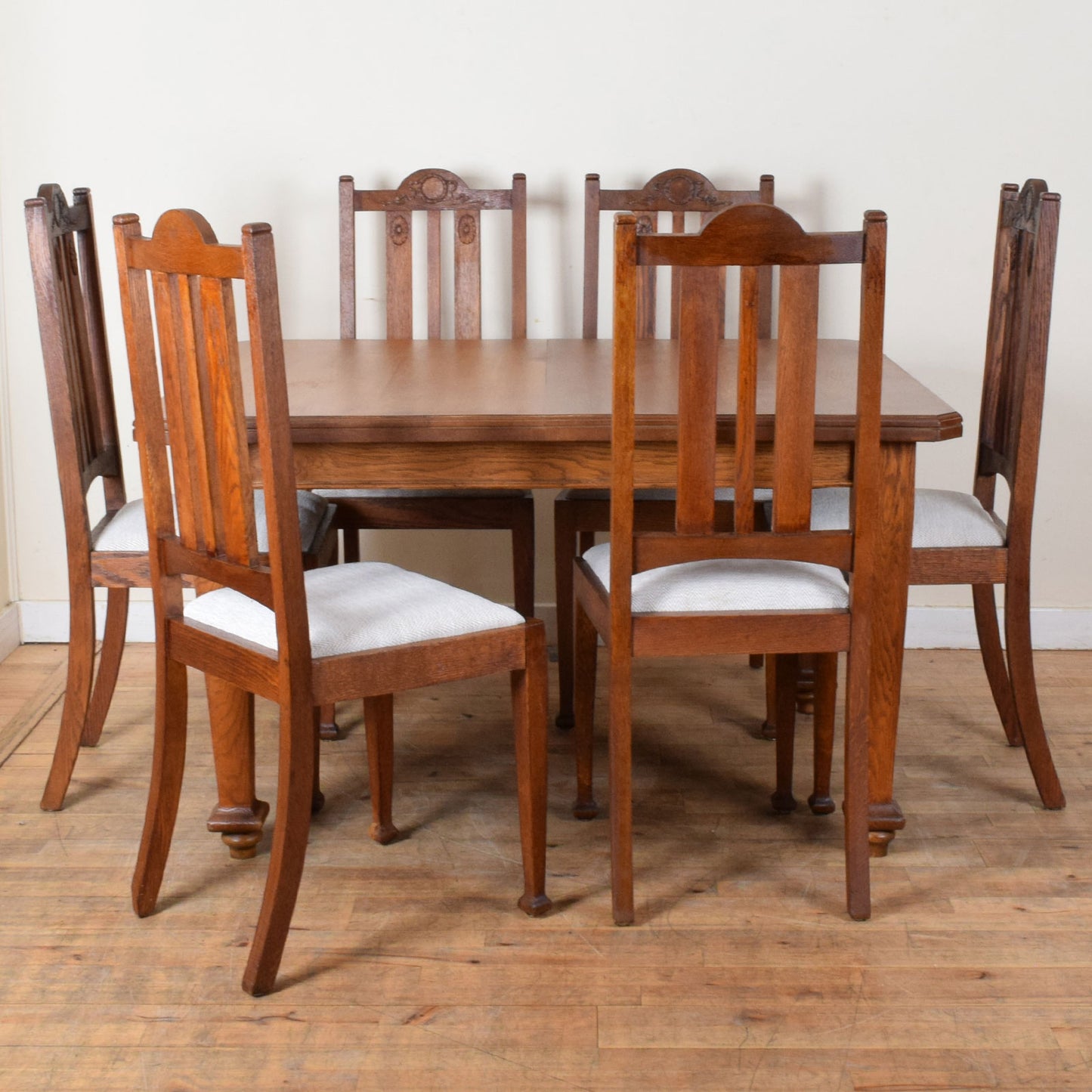 Oak Dining Table and Six