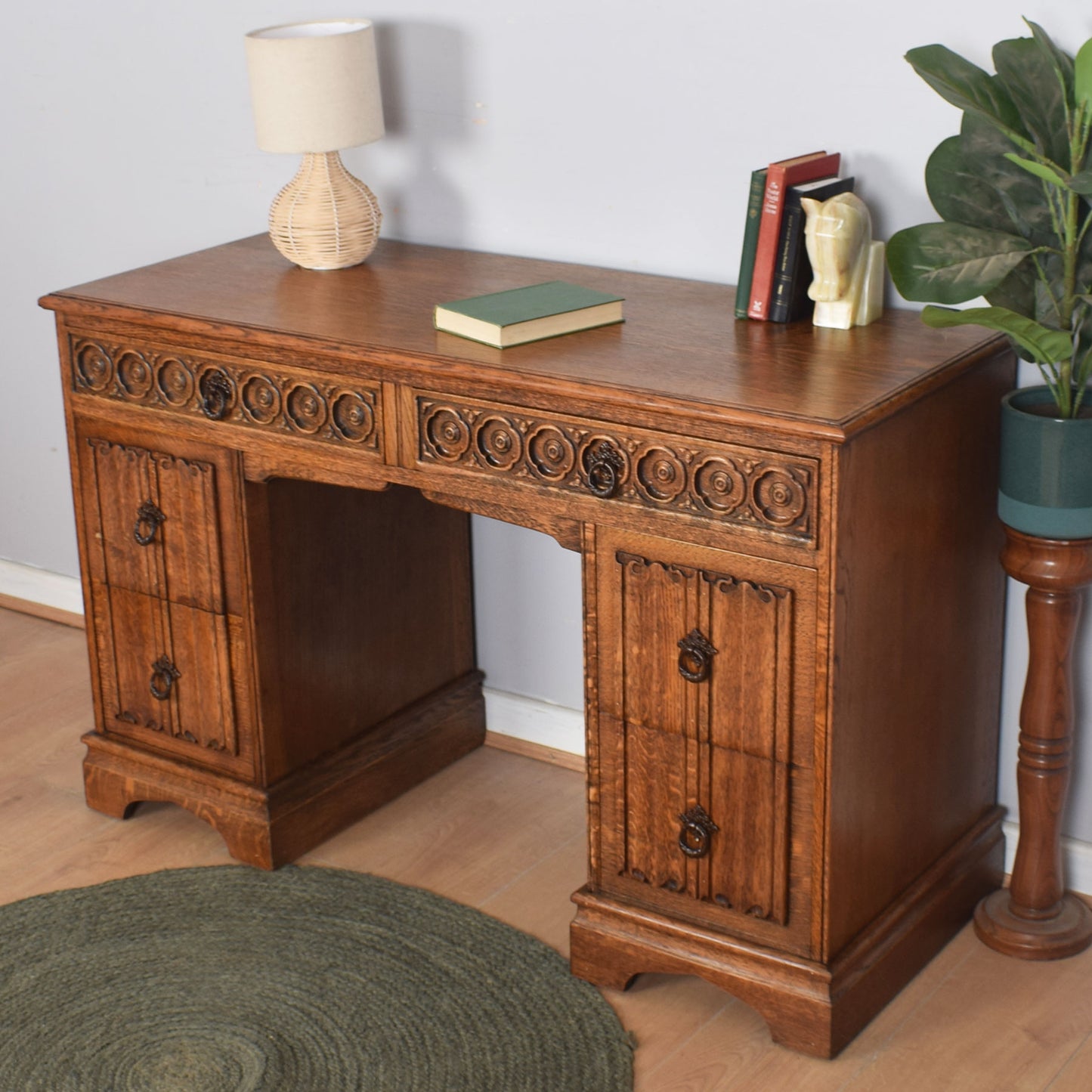 Oak Linenfold Desk