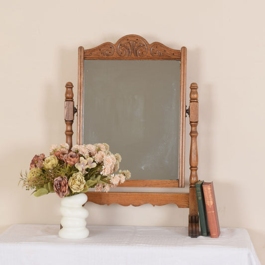 Vintage Oak Table Mirror