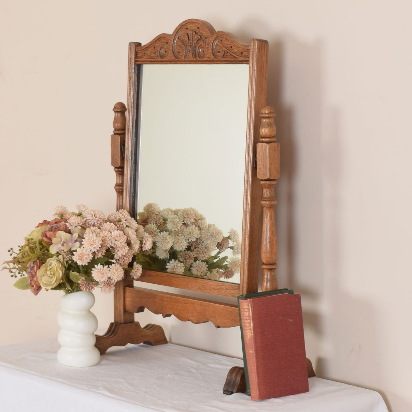 Vintage Oak Table Mirror