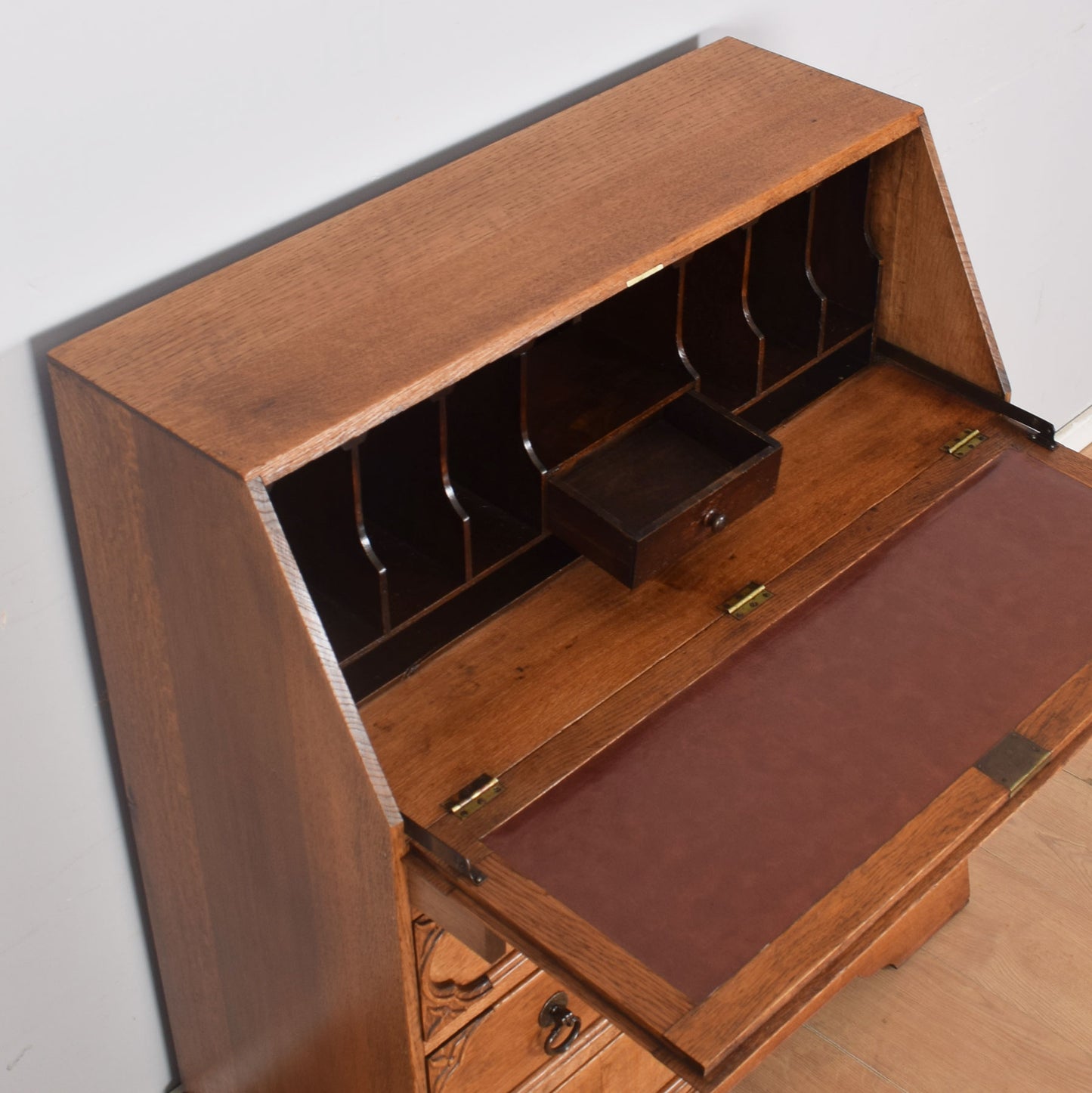 Ornate Oak Writing Bureau