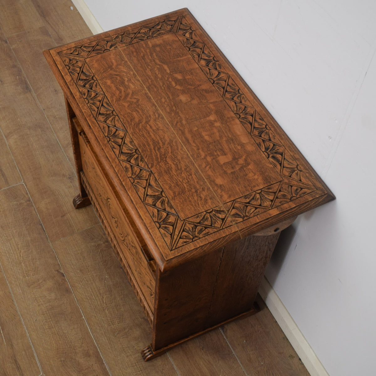 Carved Oak Monks Bench