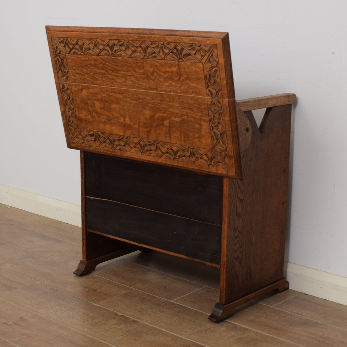 Carved Oak Monks Bench